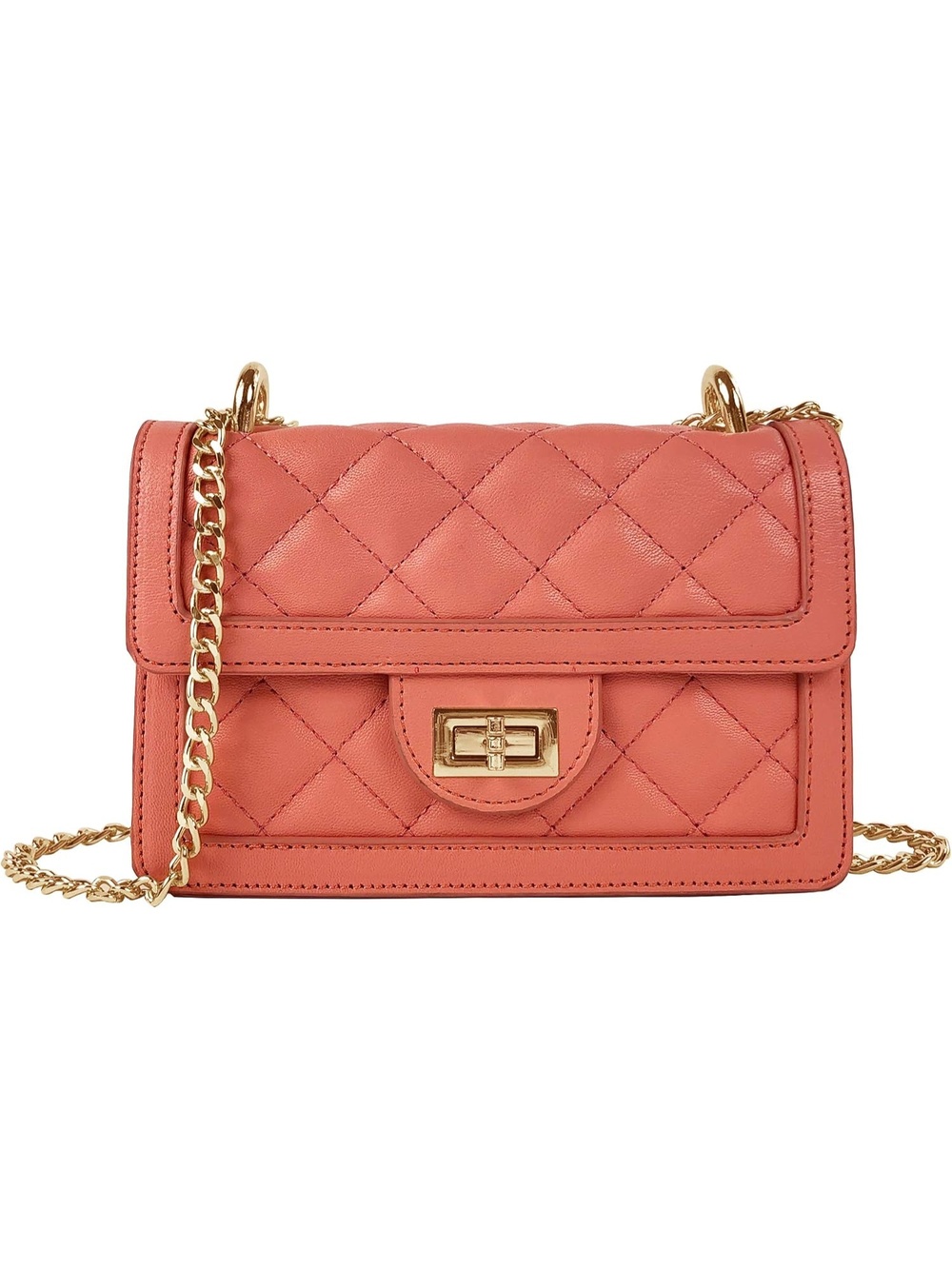 〽️ Women's Coral Small Quilted Trendy Wallet Purse Designer Crossbody Bag